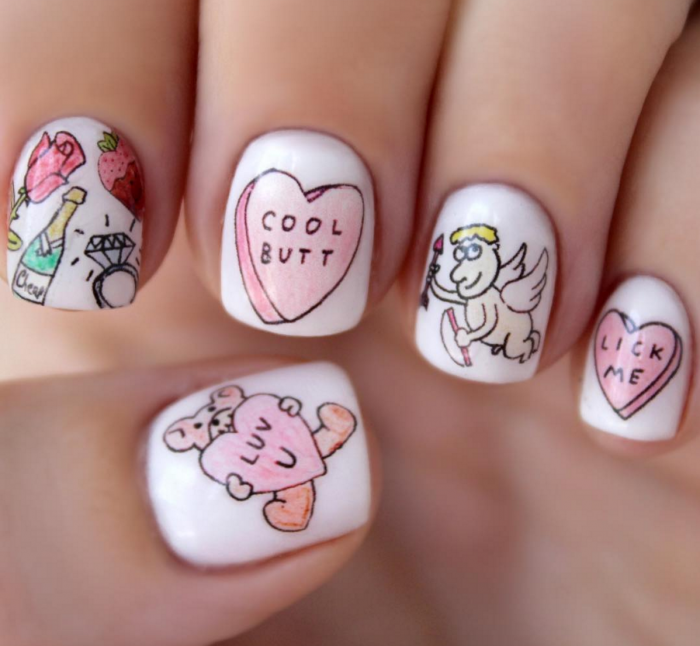 Маникюр на день влюбленных