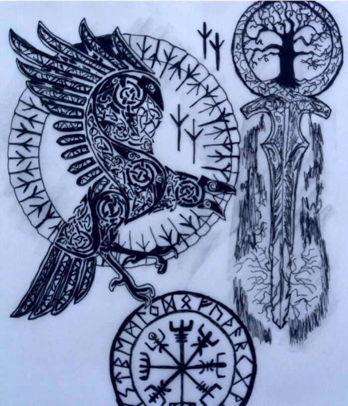 скандинавские эскизы тату