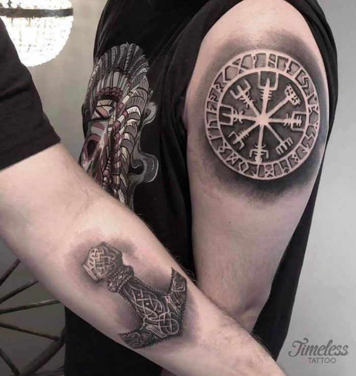 татуировка компас