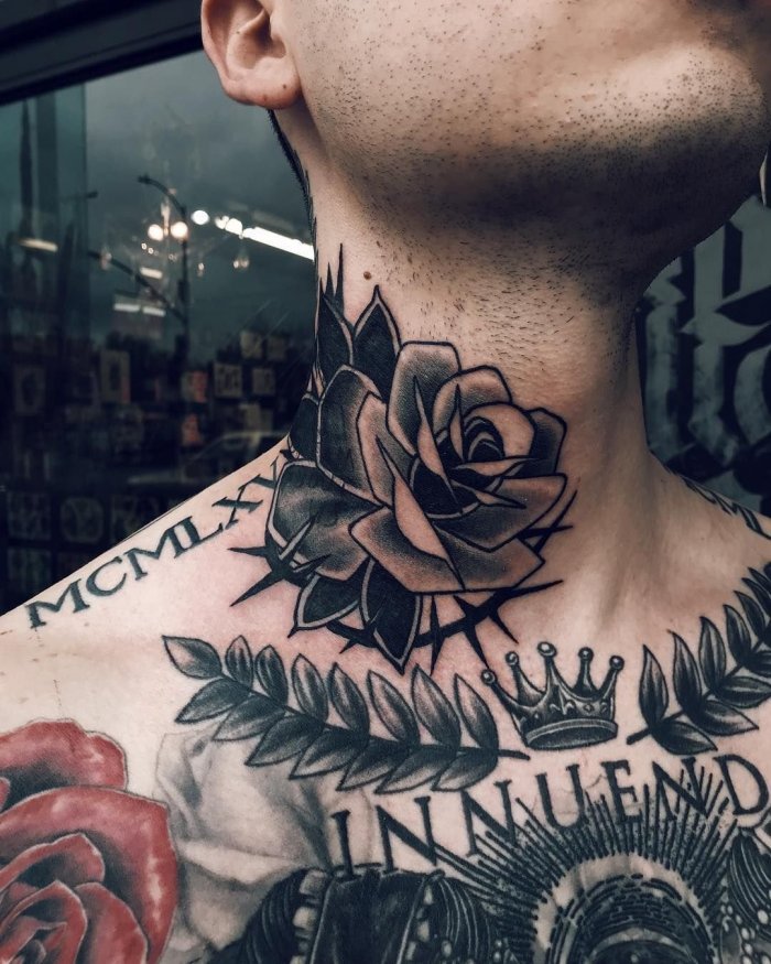 тату на шею мужские