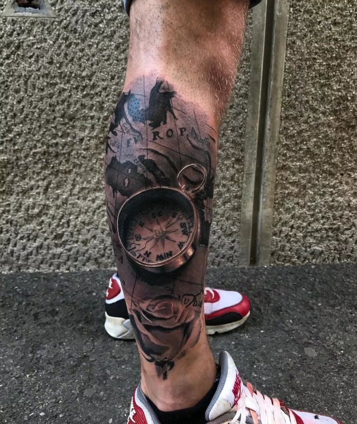 тату мужские на икре