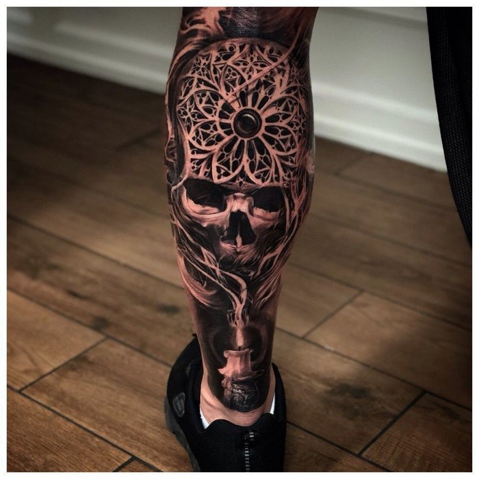 тату на ноге мужские