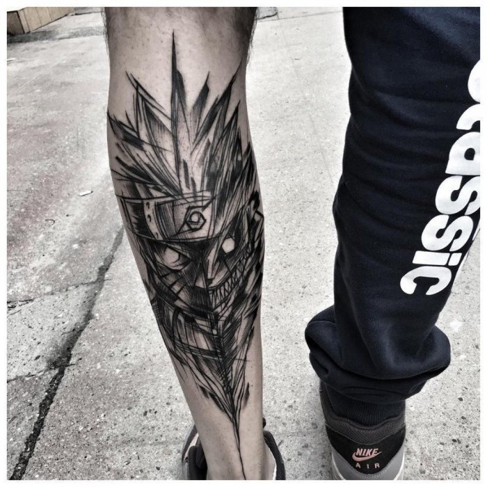 мужские тату на ноге