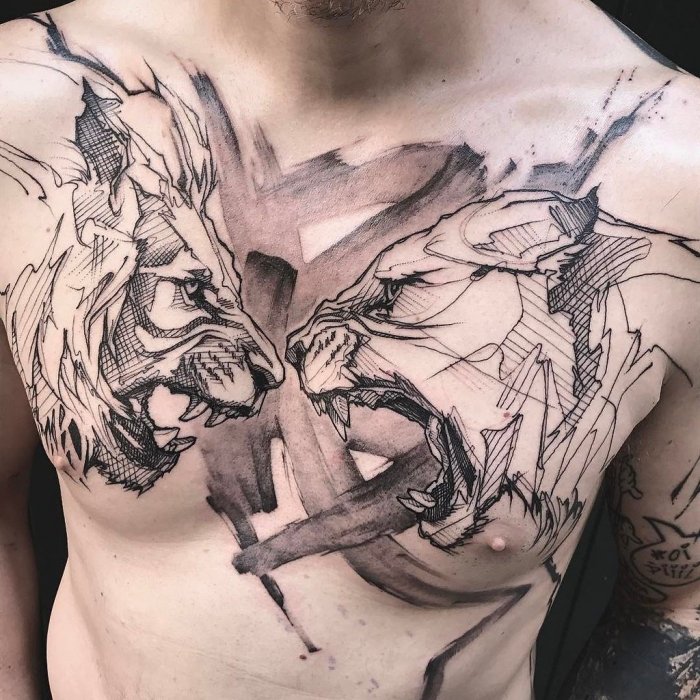 мужские татуировки на груди