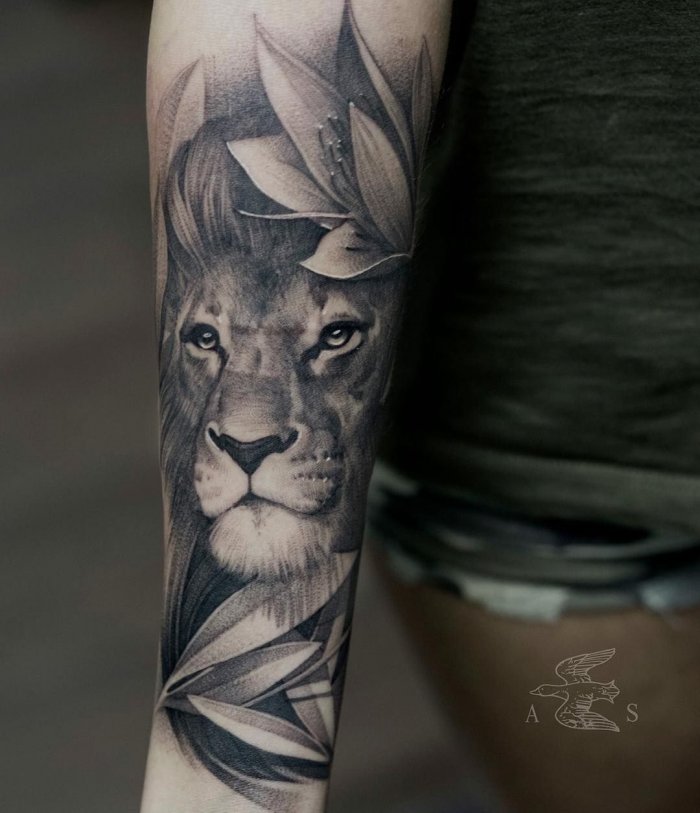 тату животных на предплечье мужские