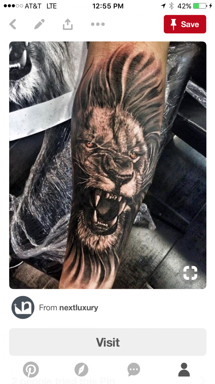 тату лев на предплечье мужские