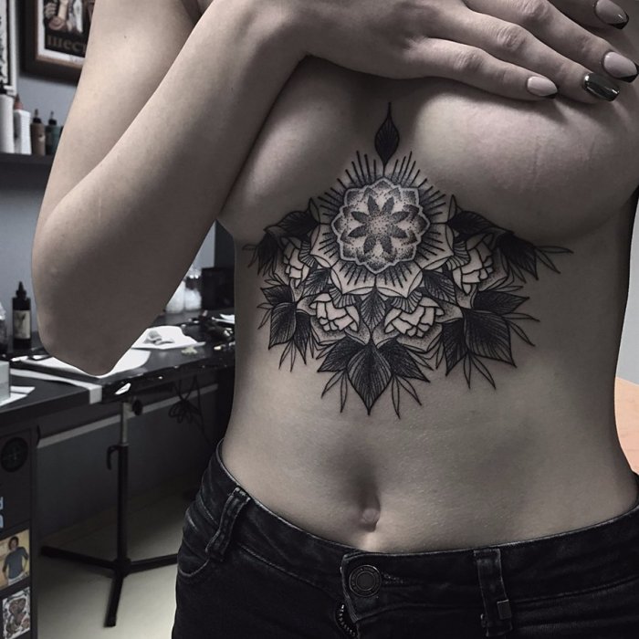 Тату на ключице и шее мужские