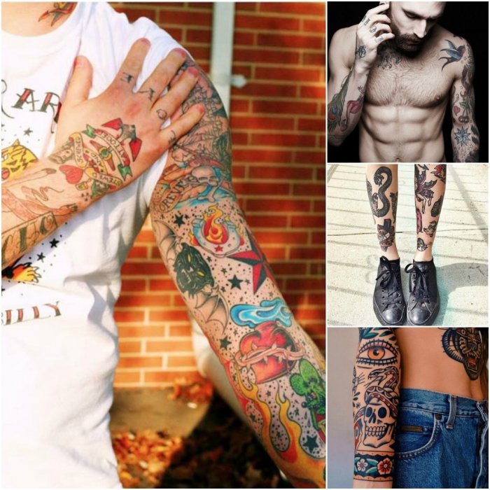 Олд скул тату рукав