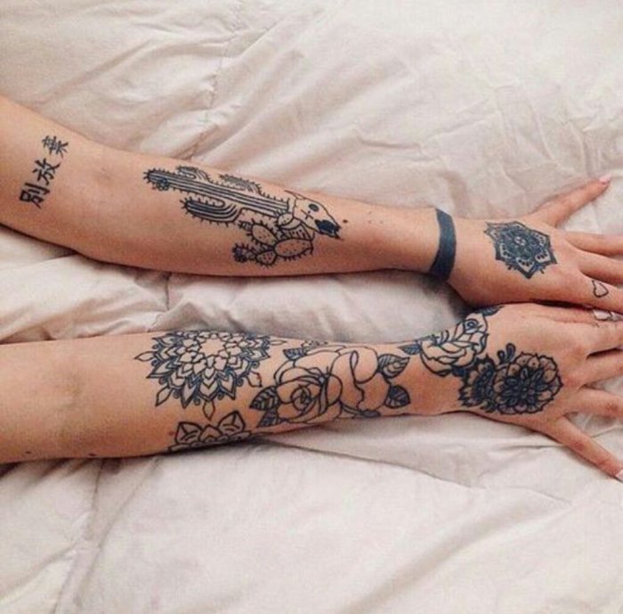 Тату на руке для девушек тумблер