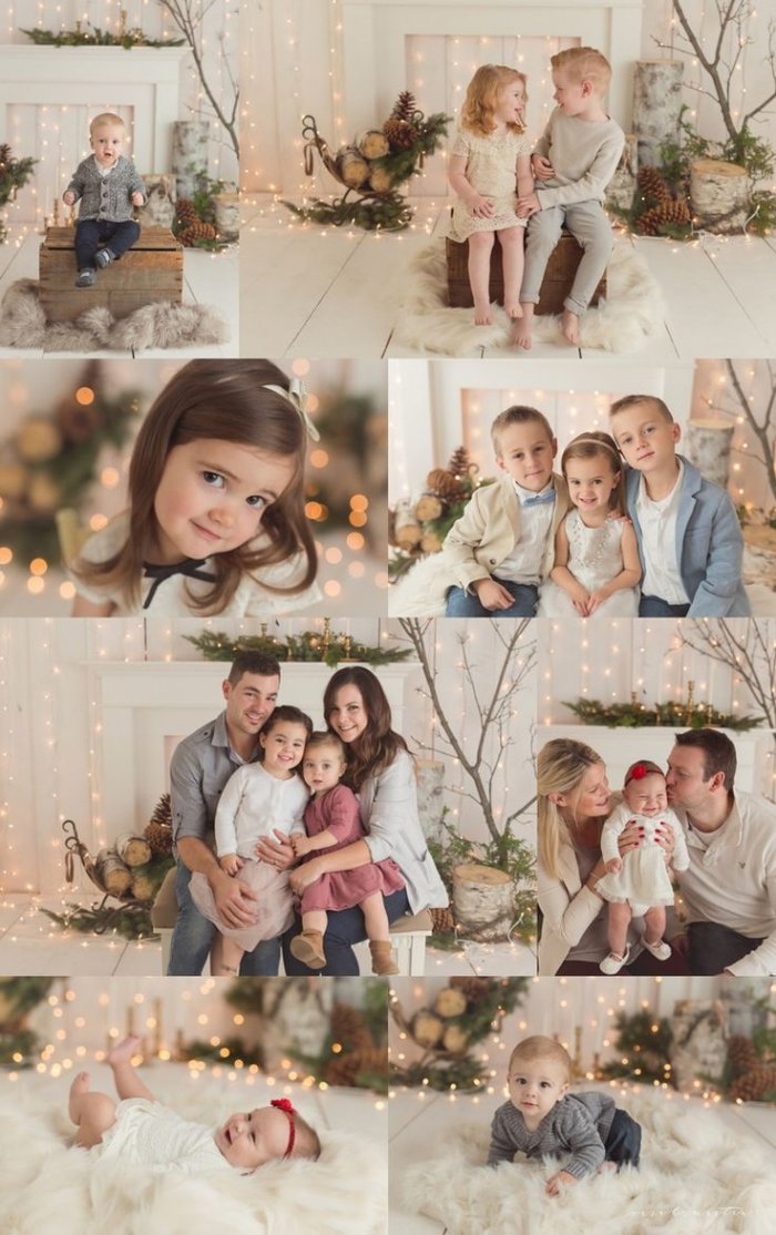 Фотосессия в коричневых тонах семейная Новогодняя