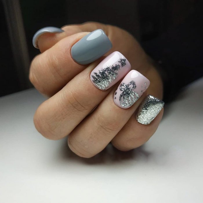 Маникюр на новый год поэтапно