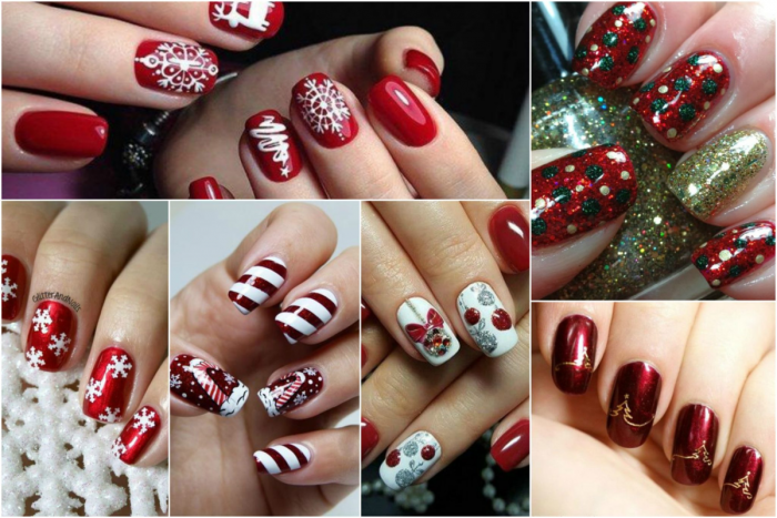 Новогодний маникюр на короткие ногти