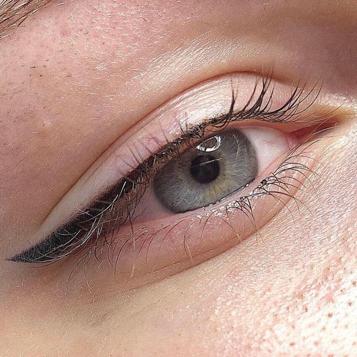 Татуаж глаз межресничное пространство с растушевкой