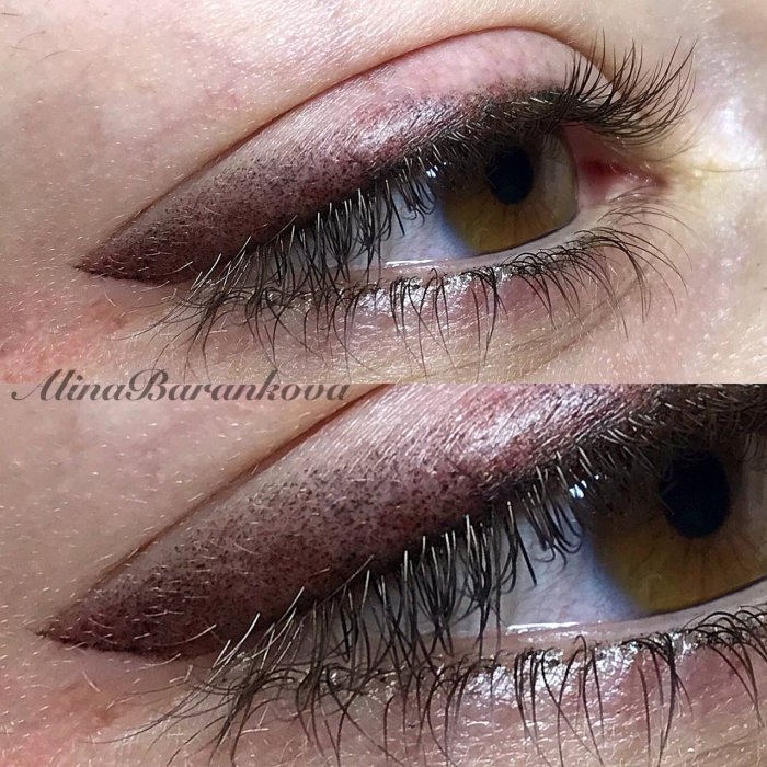 Перманентный макияж межресничного пространства с растушевкой