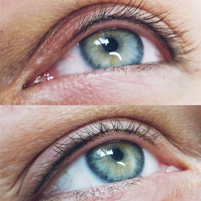 Межресничный татуаж коричневый