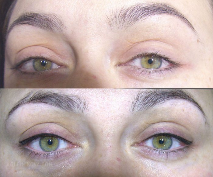 Межресничное пространство с растушевкой и стрелка
