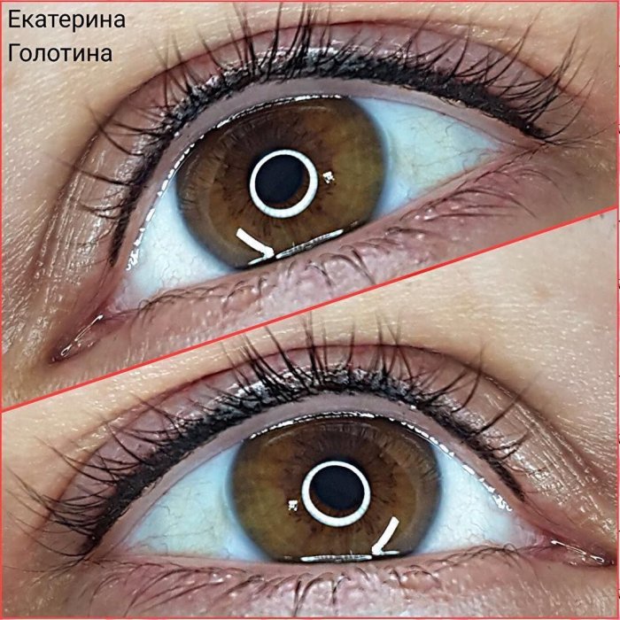 Межресничный татуаж заживший