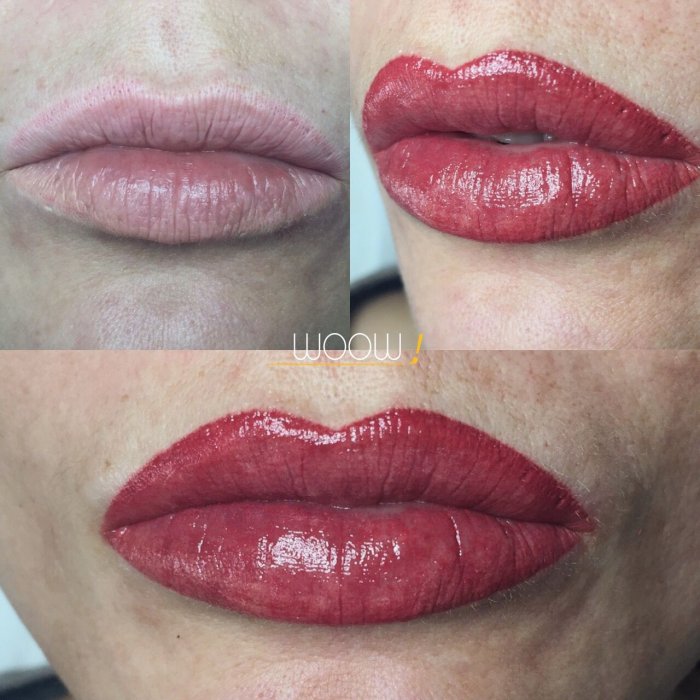 Татуаж губ после заживления цвет