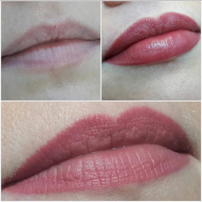 Перманентный макияж губ цвета