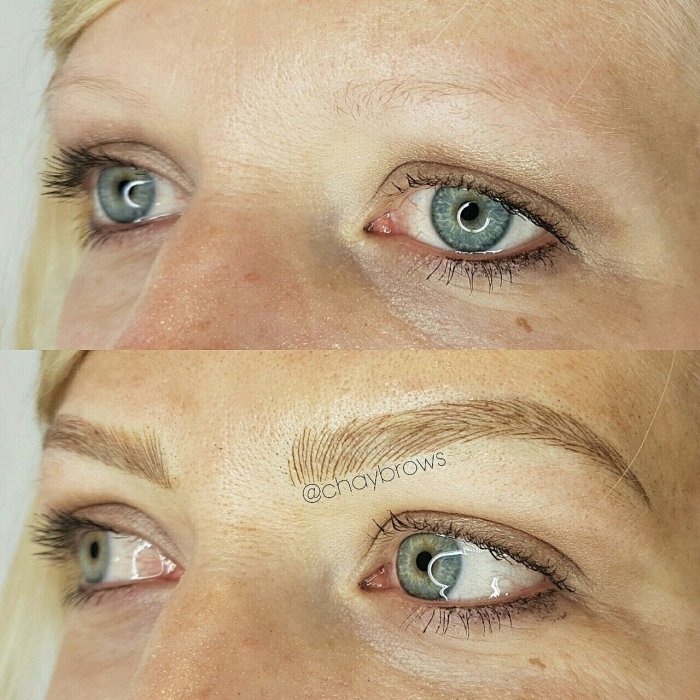 Светлый татуаж бровей