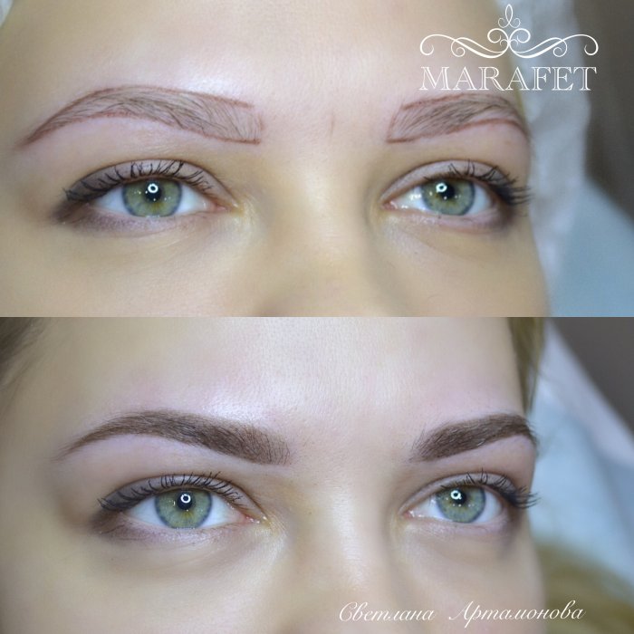 Татуаж бровей пудровый заживление