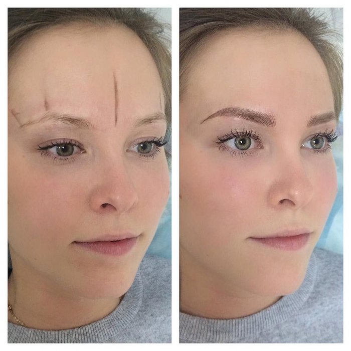 Светлый татуаж бровей