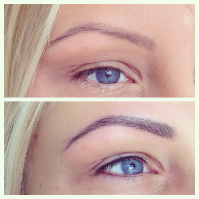 Светлый татуаж бровей