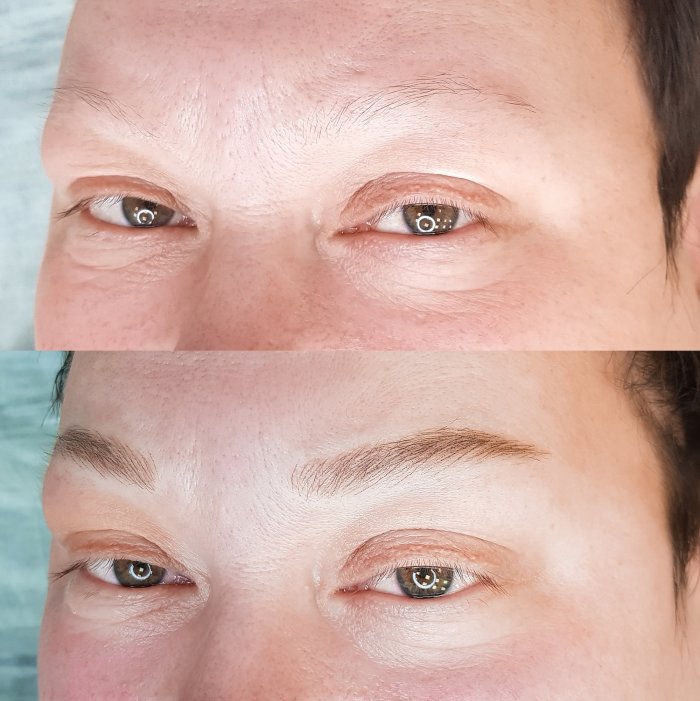 Коричневый перманент бровей