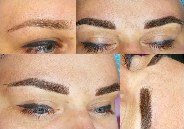 Перекрытие татуажа бровей пудровым