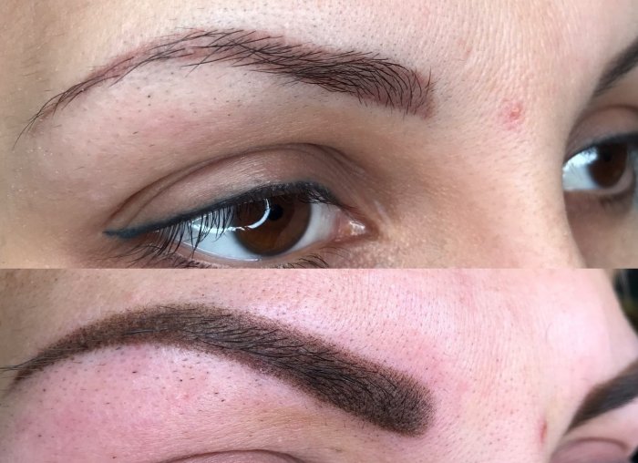 Перекрытие татуажа бровей