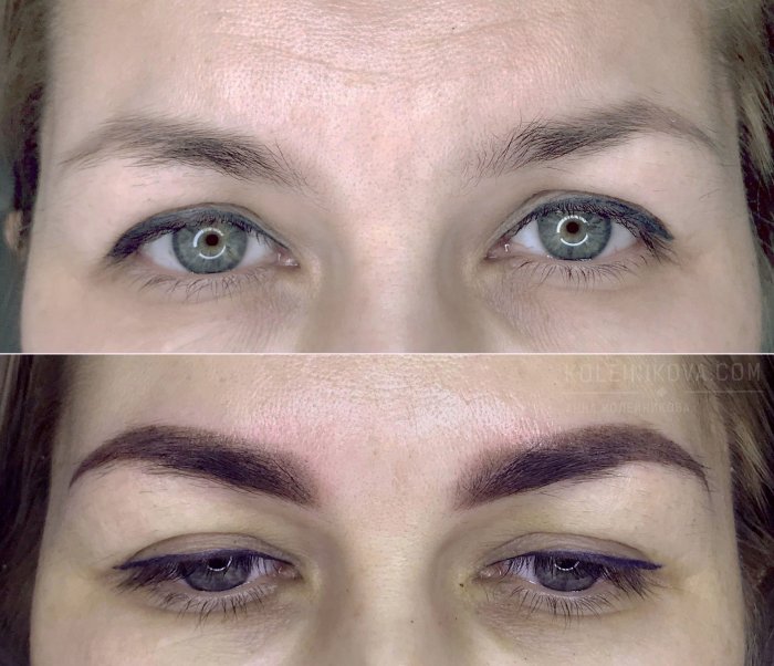 Перекрытие татуажа бровей