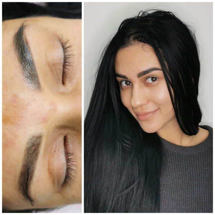 Перекрытие оттенка перманентный макияж