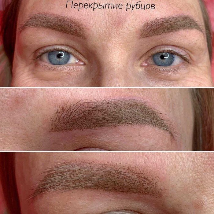 Перманентный макияж бровей цвета красок