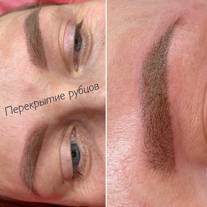 Перекрытие татуажа бровей краской