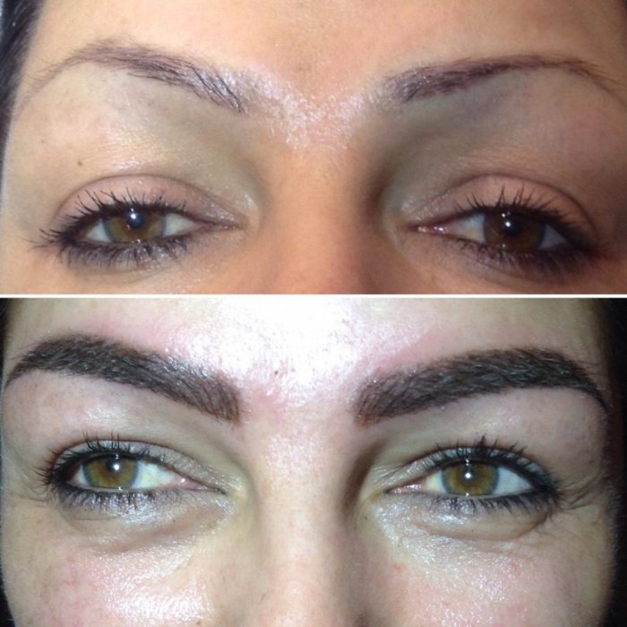 Перекрытие старого перманентного макияжа бровей