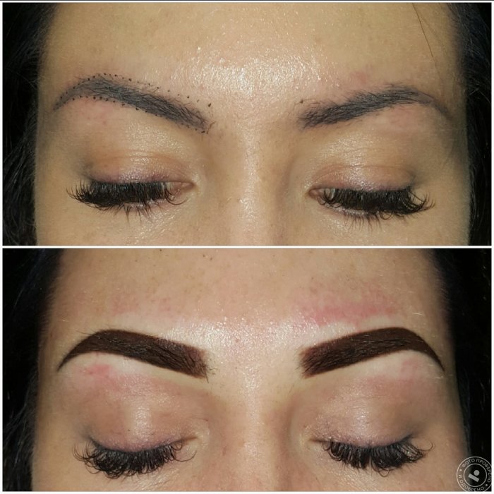 Перекрытие татуажа бровей пудровым напылением