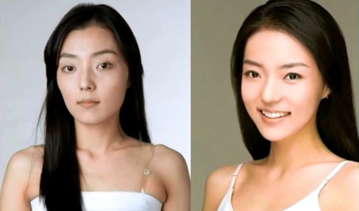 Корейские девушки до и после