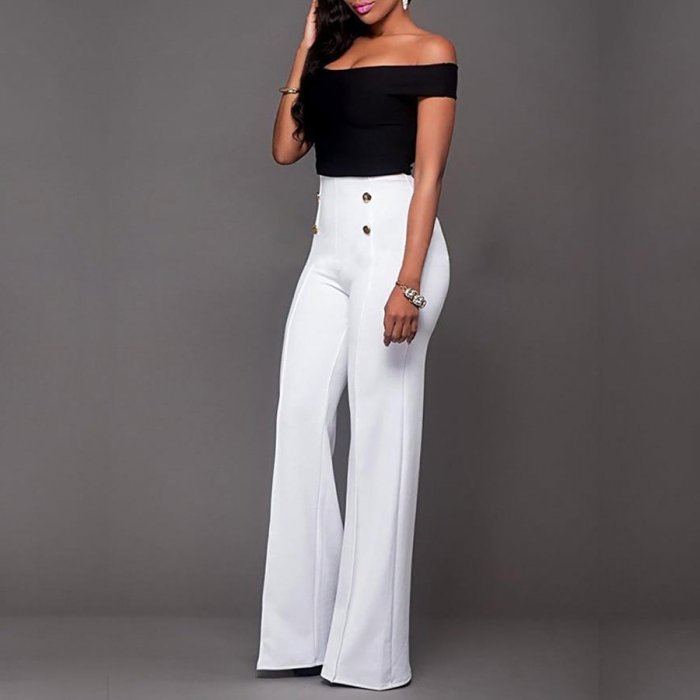 Белые широкие брюки женские