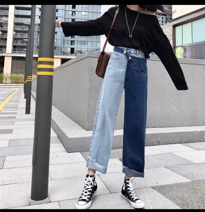 Корейские джинсы с высокой талией