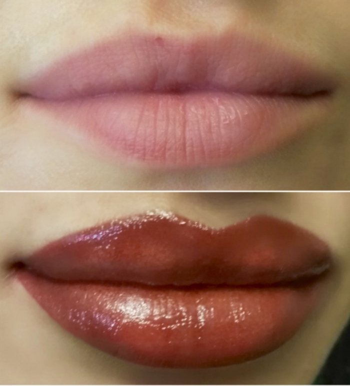 Карамельные губы татуаж