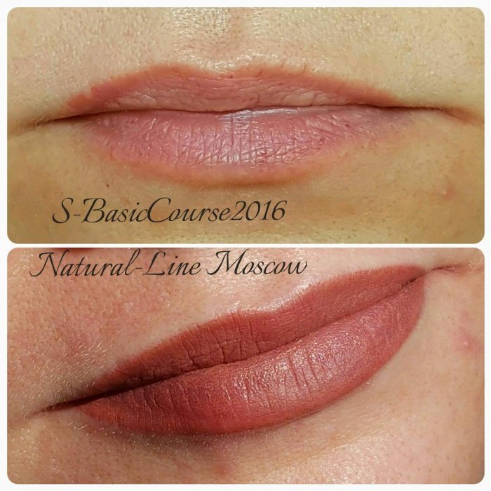 Перманентный макияж губ персиковый цвет