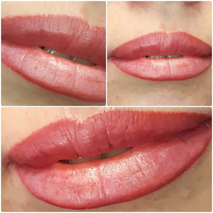 Напыление губ карамель