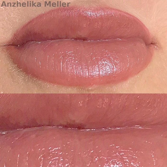 Карамельные губы татуаж