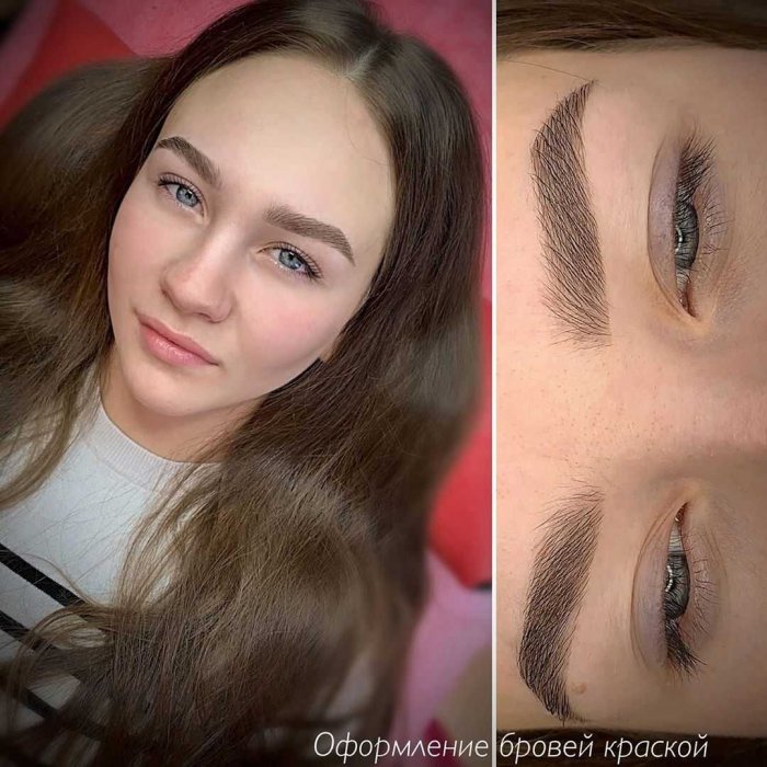Перманентный макияж бровей коричневый