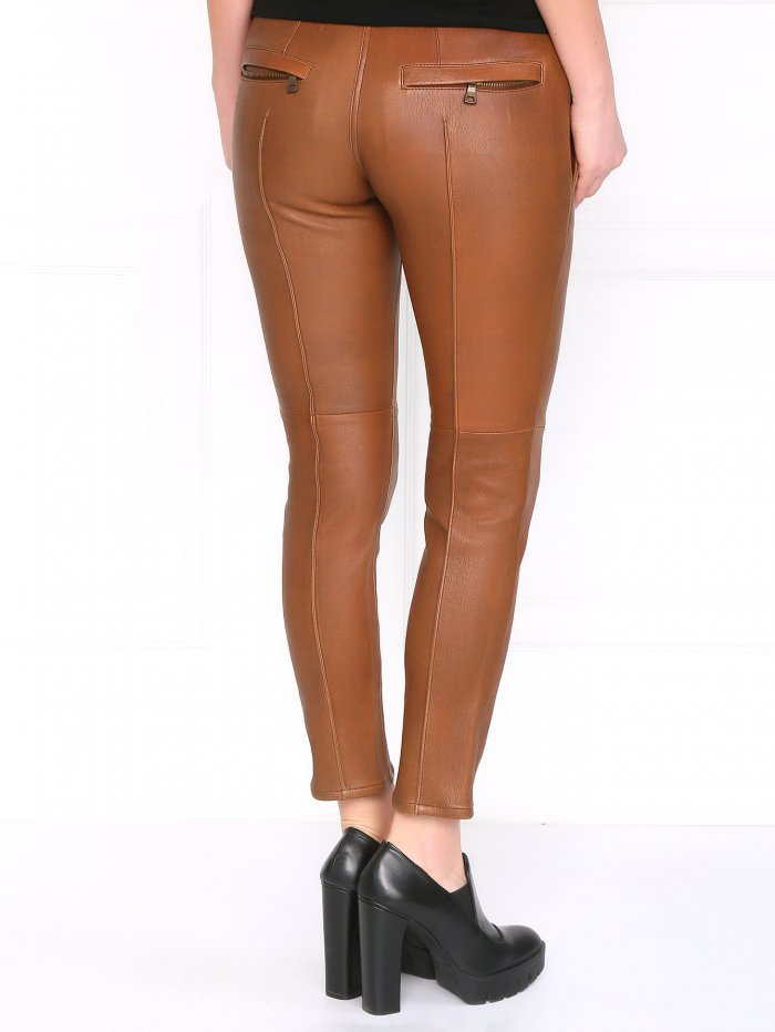 Кожаные штаны женские коричневые