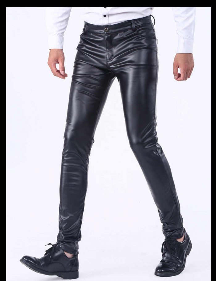 Кожаные брюки мужские обтягивающие