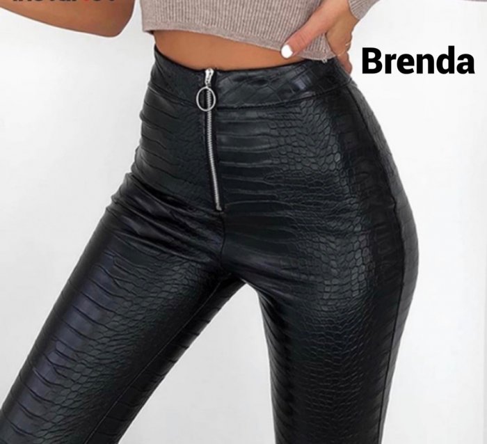 Кожаные брюки женские с высокой талией