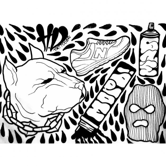 Граффити блэкворк набросок