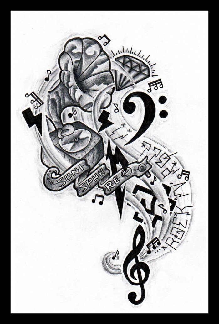 Тату граффити чб