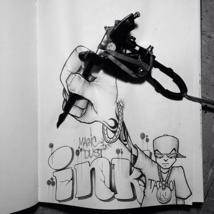 Эскизы граффити на стене